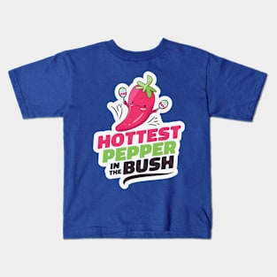 Hottest Pepper in the Bush // Funny Cute Cartoon Chili Pepper Kids T-Shirt